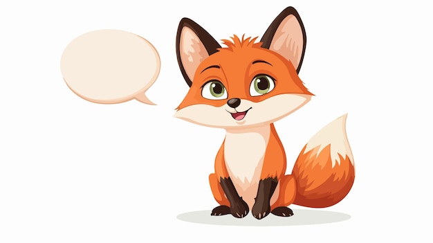 Vector cute cartoon little fox with speech bubble vector illustration