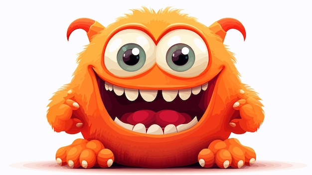 Cute Cartoon Little Monster Vector Illustration