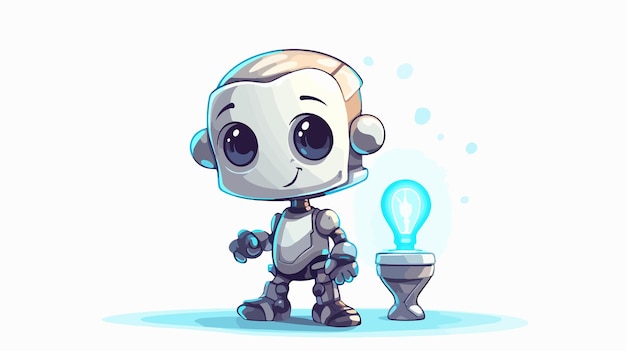 Vector cute cartoon little robot illustration