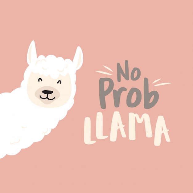 Cute cartoon llama vector design with motivational quote