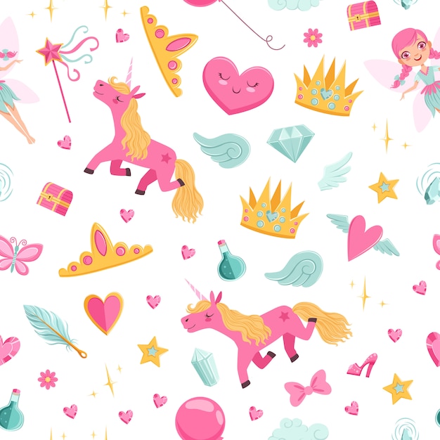  cute cartoon magic and fairytale elements pattern or  illustration