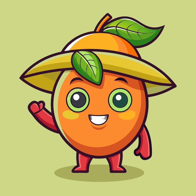 Vector cute cartoon mango character waving