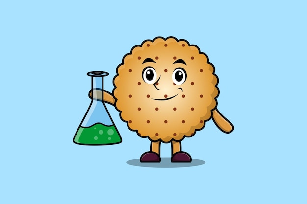 Cute cartoon mascot character Cookies as scientist