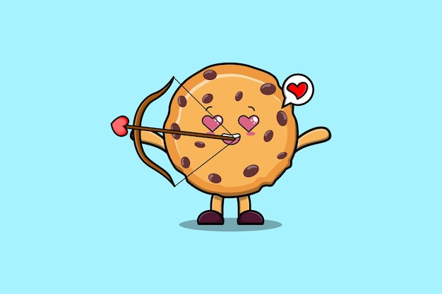 Cute cartoon mascot character romantic cupid Biscuits with love arrow in modern design