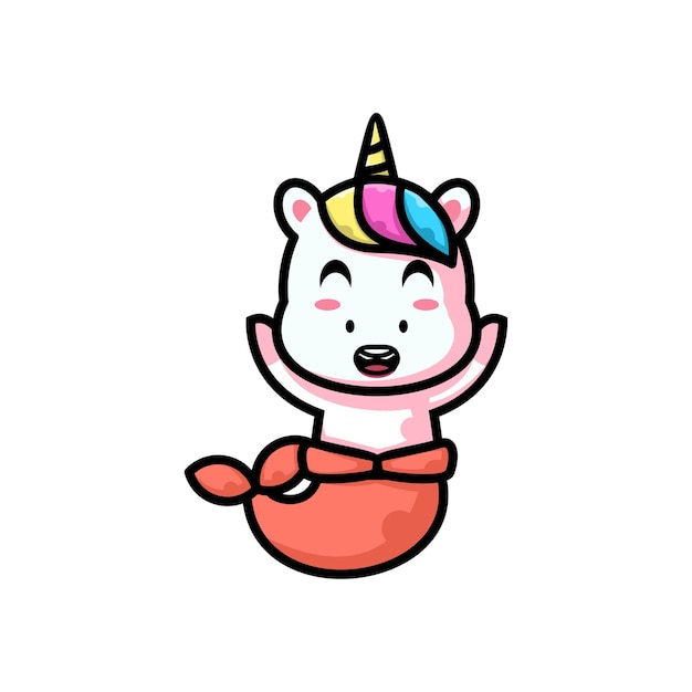 Cute cartoon mascot character vector illustration A unicorn beeing mermaid