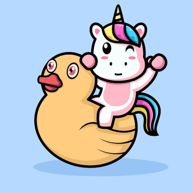 Cute cartoon mascot character vector illustration A unicorn ride toy duck