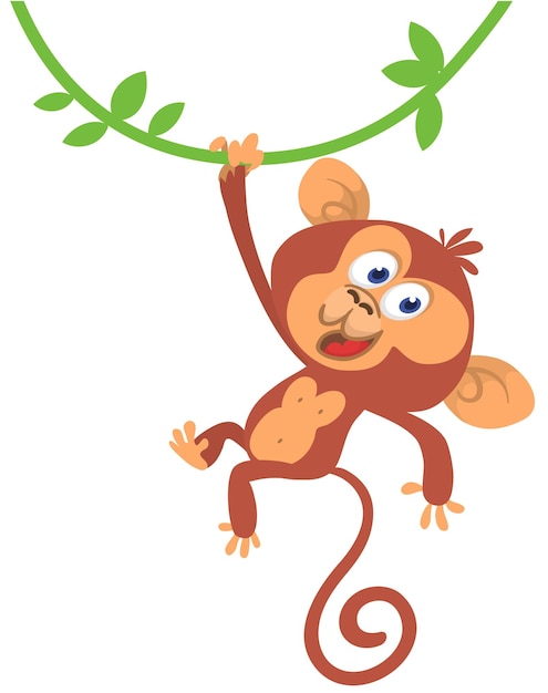 Cute cartoon monkey chimpanzee Vector illustration isolated on white