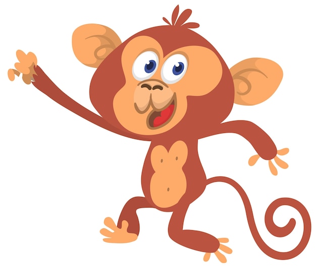 Cute cartoon monkey chimpanzee Vector illustration isolated on white