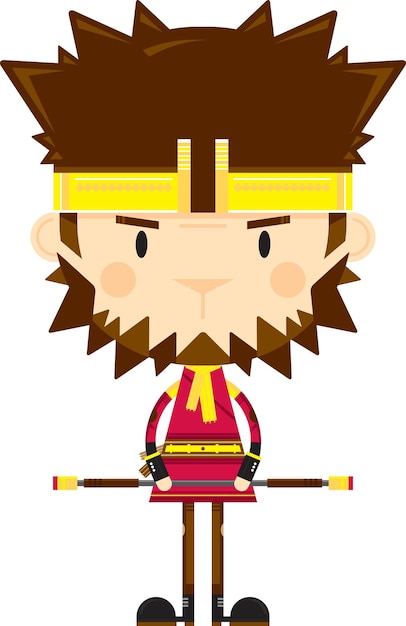 Vector cute cartoon monkey king chinese mythical legend illustration