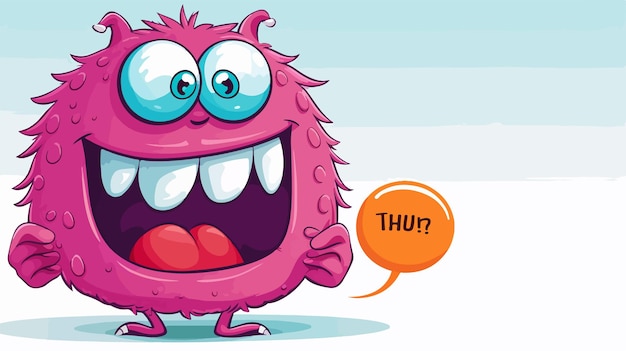 Vector cute cartoon monster with speech bubble for communication