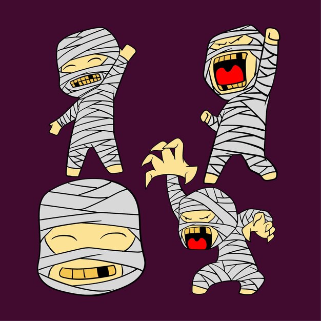 Vector cute cartoon mummy