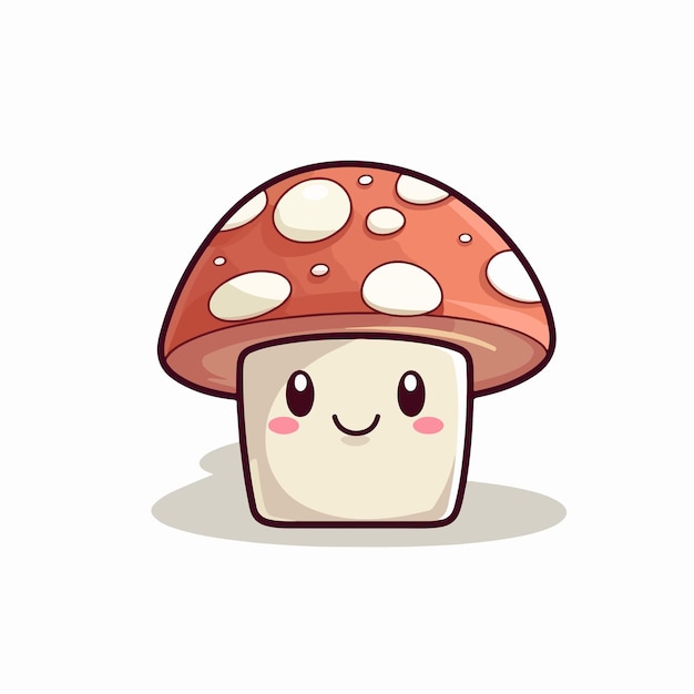 Cute cartoon of a mushroom smile and cartoon style