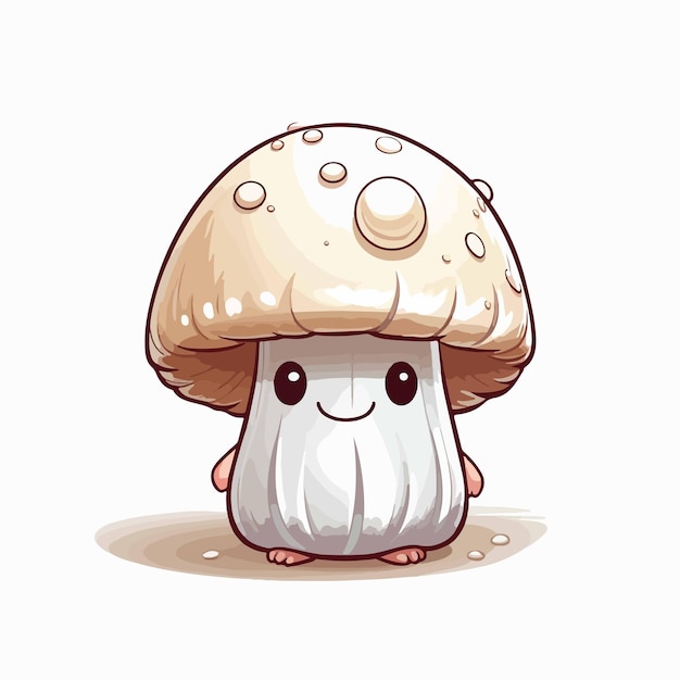 Cute cartoon of a mushroom smile and cartoon style