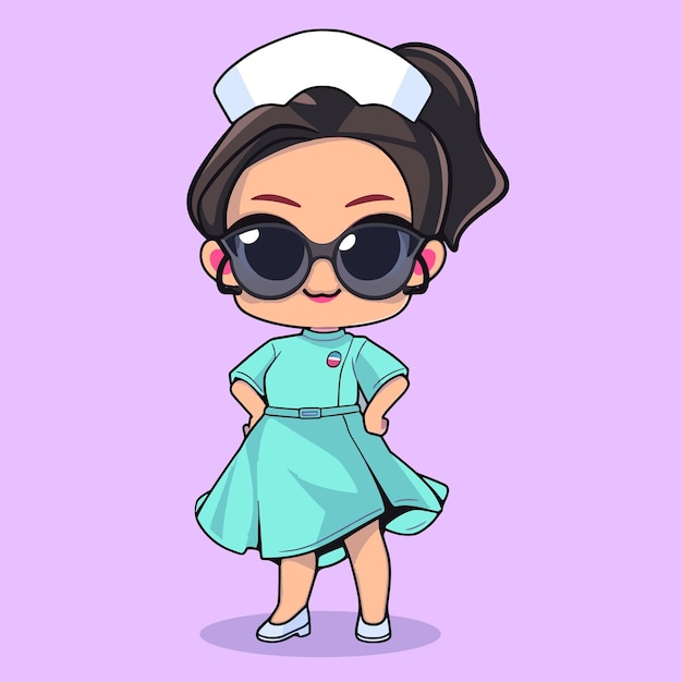 cute cartoon nurse vector icon illustration