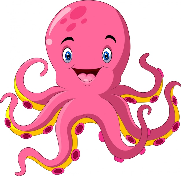 Cute cartoon octopus is smile