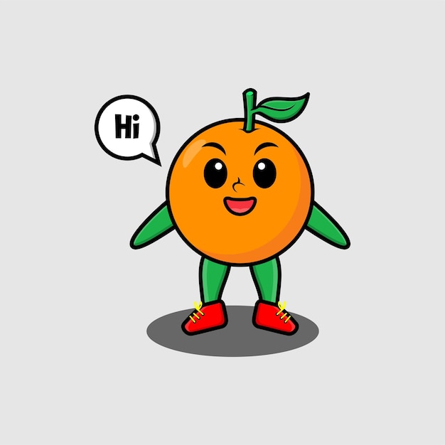 Cute cartoon orange character with happy expression in modern style design for tshirt sticker etc