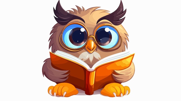 Cute Cartoon Owl Character Reading a Book