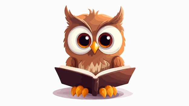 Cute Cartoon Owl Character Reading a Book