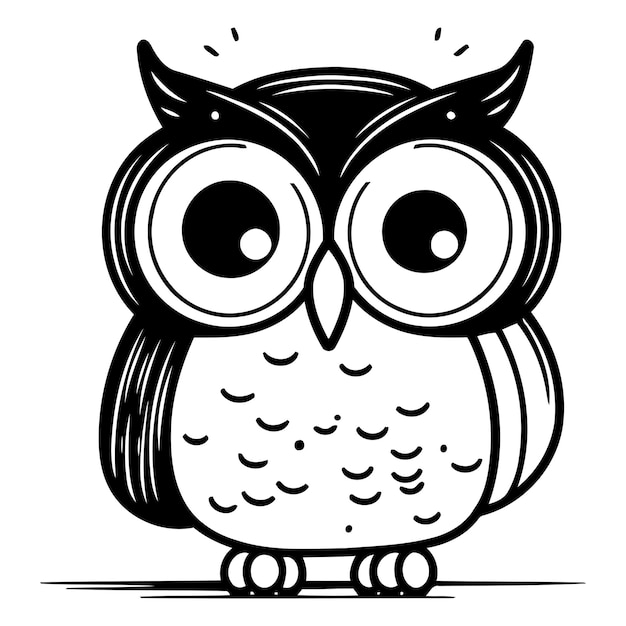 Cute cartoon owl Vector illustration isolated on a white background