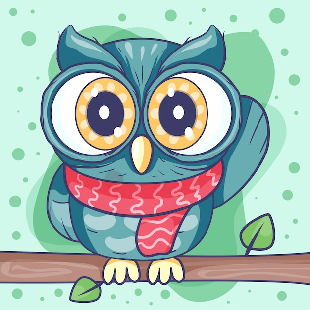 Cute Cartoon owl vector illustration 