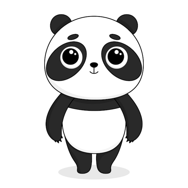 Cute cartoon panda with big eyes Vector illustration