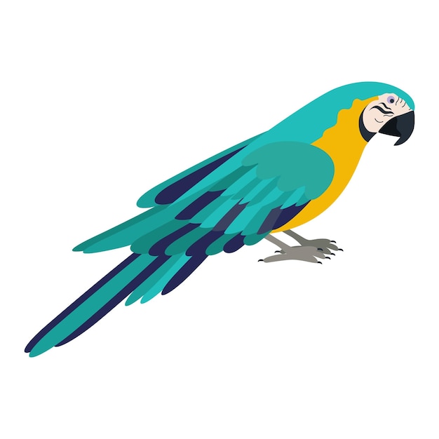 Cute cartoon parrot bird Flat vector illustration