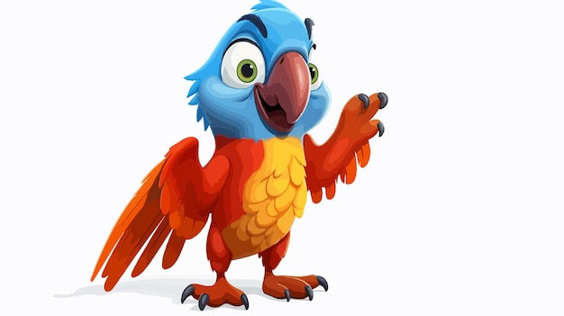 Cute Cartoon Parrot Mascot Character Pointing