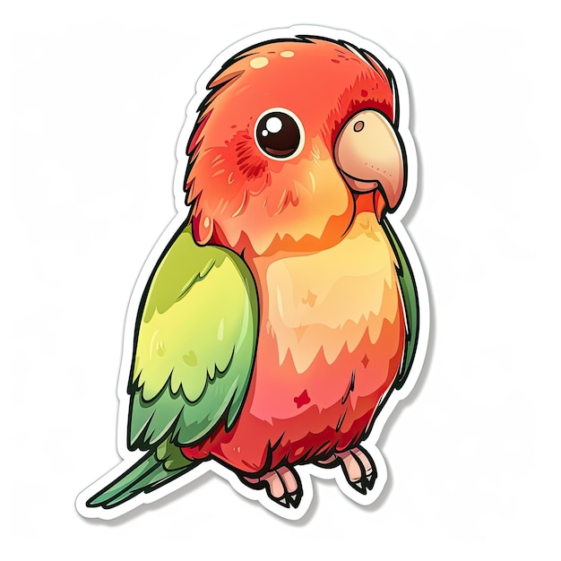 Vector cute cartoon parrot with big eyes sticker vector art