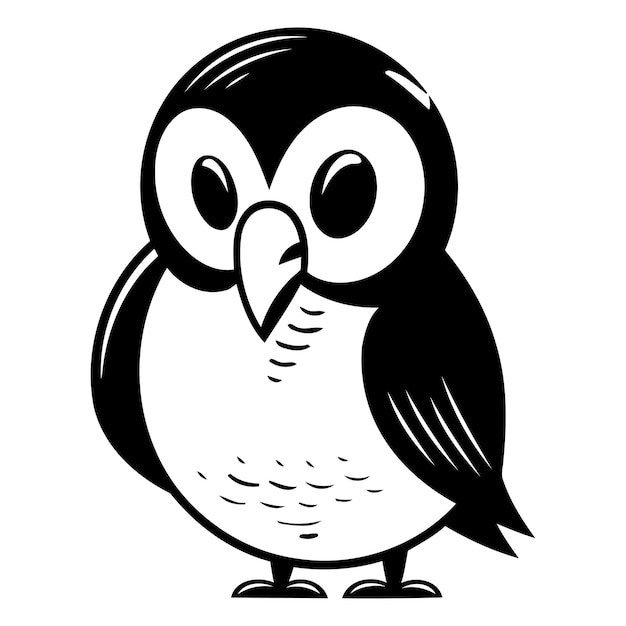 Cute cartoon penguin on a white background Vector illustration