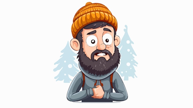 Cute Cartoon Person in Winter Clothes with Thought Bubble