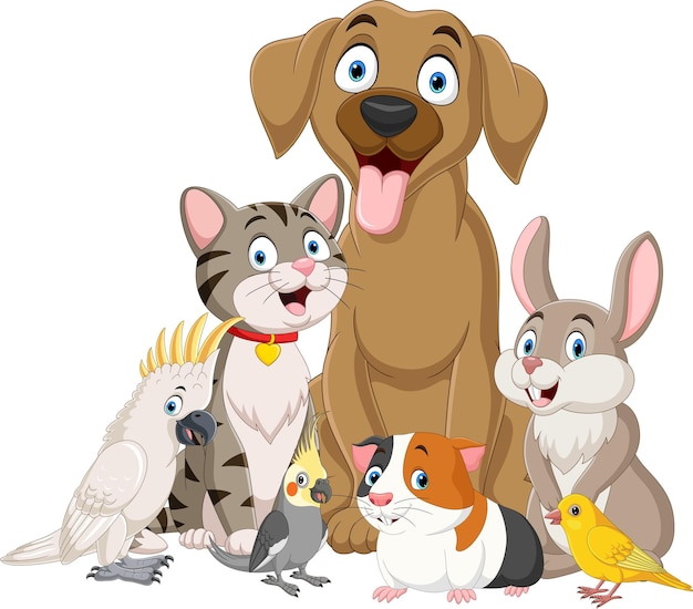 Cute cartoon pets collection set