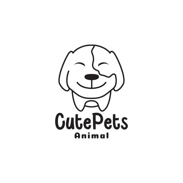 Cute cartoon pets dog line smile logo design vector graphic symbol icon illustration creative idea