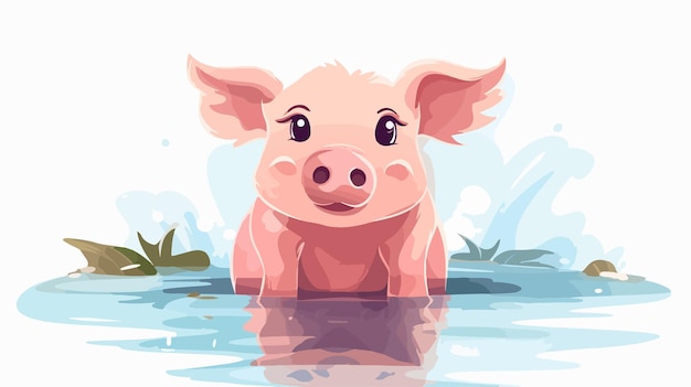 Cute Cartoon Pig 2D Flat Vector Illustration