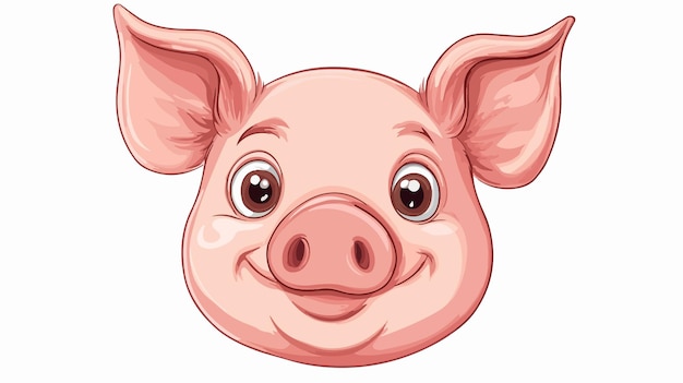 Vector cute cartoon pig face smiling stock illustration