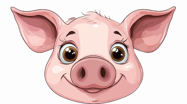 Vector cute cartoon pig face smiling stock illustration