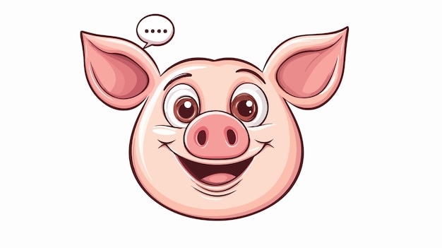 Vector cute cartoon pig face with speech bubble for messaging