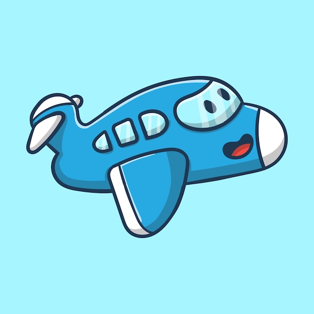 cute cartoon plane with smile face vector