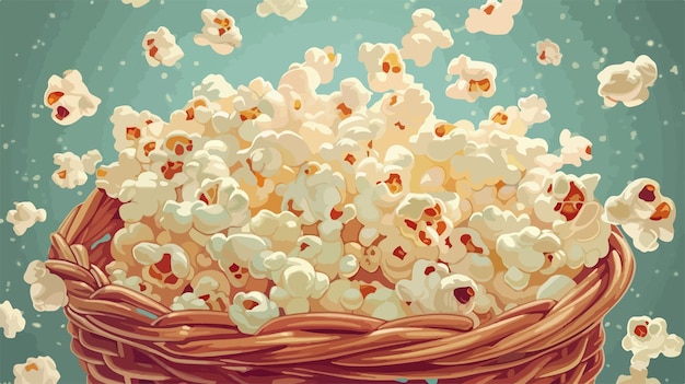 Vector cute cartoon popcorn on basket vector art design