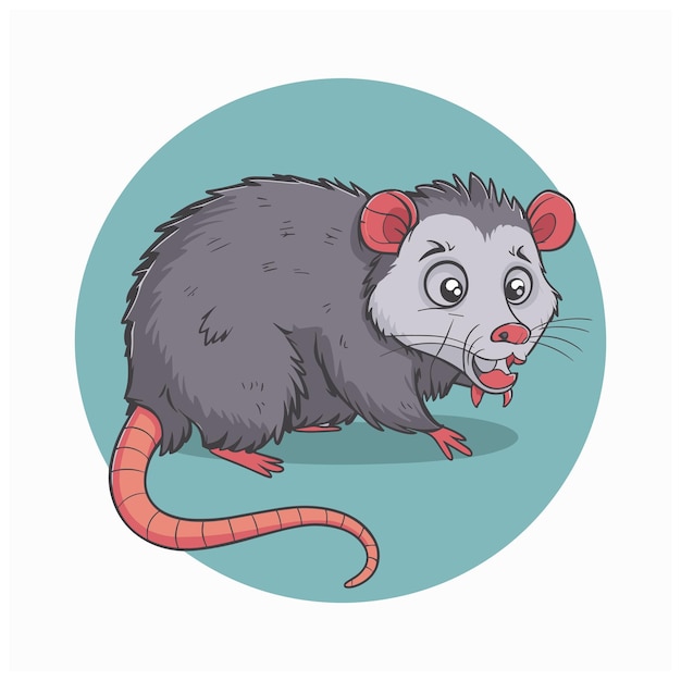 Vector cute cartoon possum isolated on a white background vector illustration