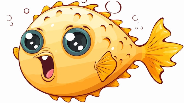 Vector cute cartoon puffer fish with speech bubble vector illustration