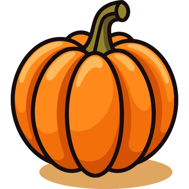 Cute cartoon pumpkin with a bright orange color and a simple friendly design