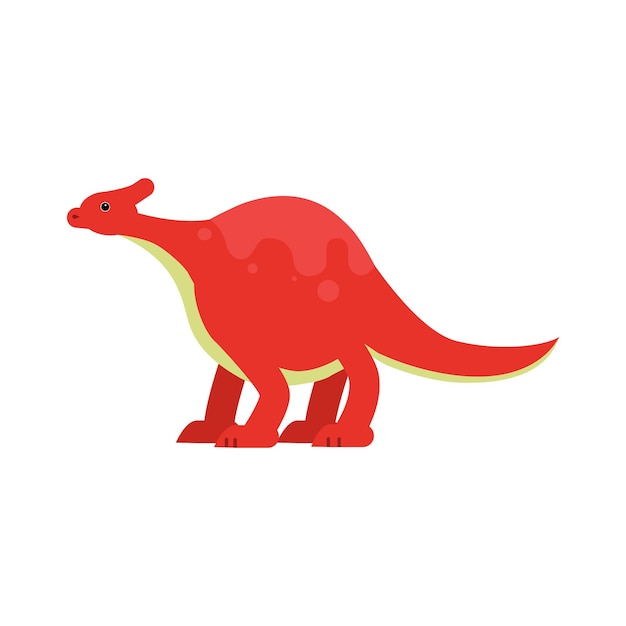 Cute cartoon red dinosaur, prehistoric and jurassic monster vector Illustration on a white background