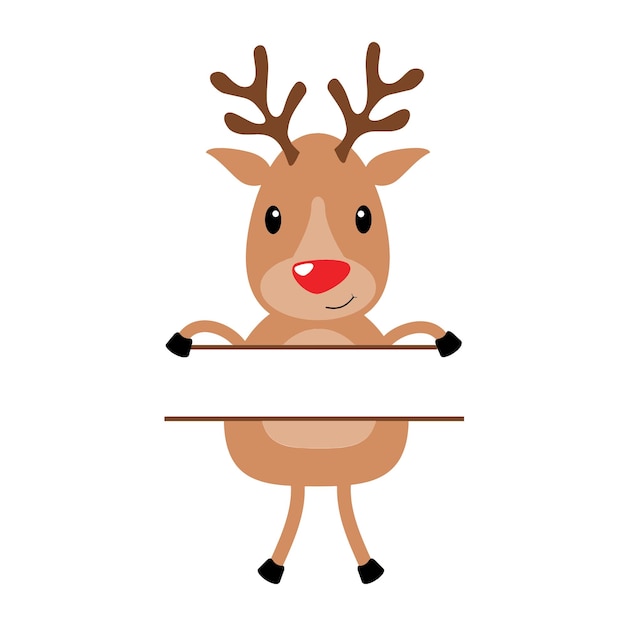 Cute cartoon Reindeer Name Name tag Vector