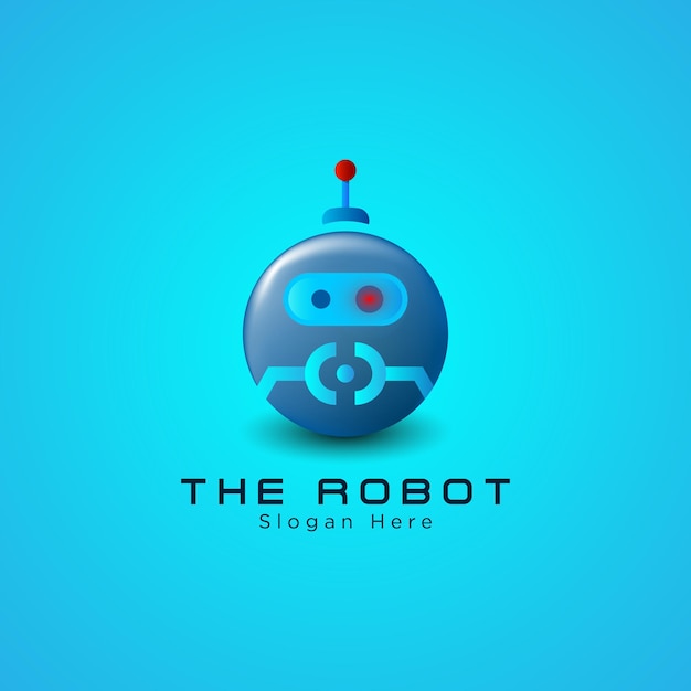 Cute cartoon robot head mascot logo