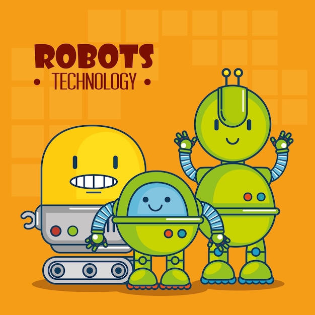 Cute cartoon robots technology