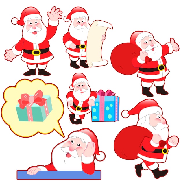 Cute cartoon Santa Claus collection.