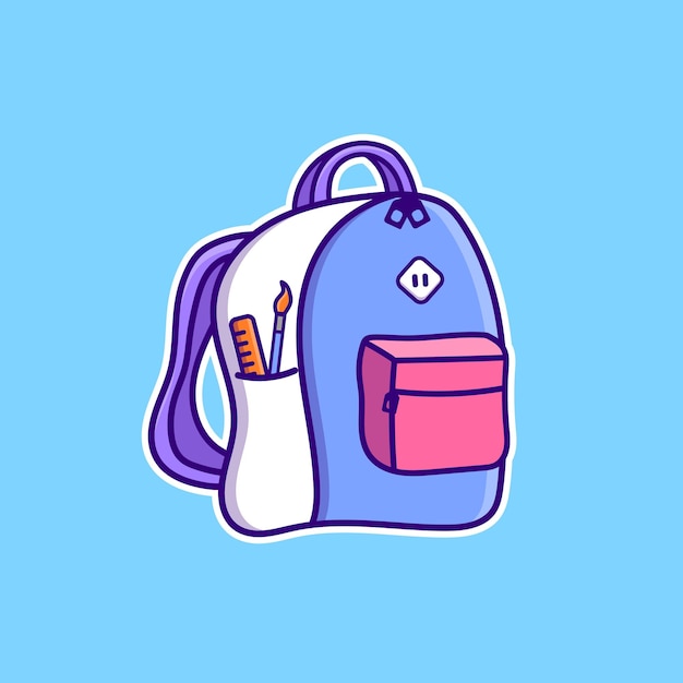 Cute cartoon school backpack in vector illustration Isolated vector items Flat cartoon style