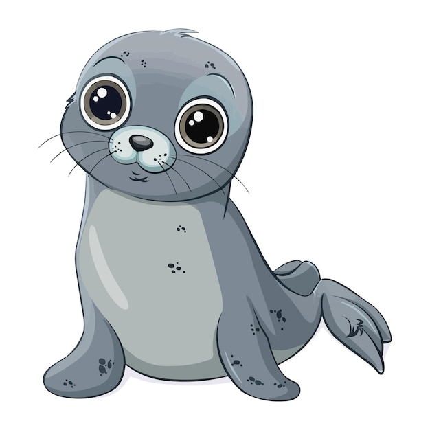 Vector cute cartoon seal simple vector