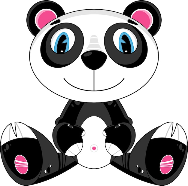 Cute Cartoon Sitting Panda Bear Character