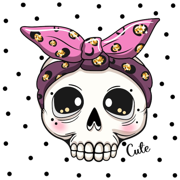 Cute cartoon skull Halloween party Vector stock illustration